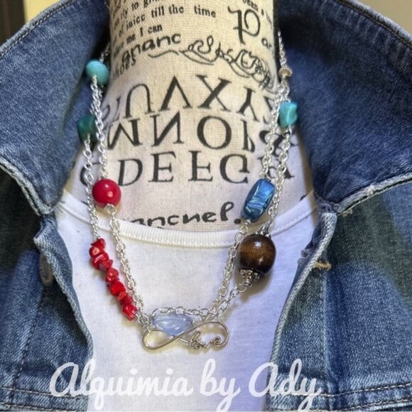 Colorful Beaded Necklace with Infinity Pendant - Picture 1 of 3